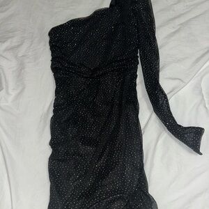 Lucy in the Sky Black Asymmetrical One-Shoulder Dress